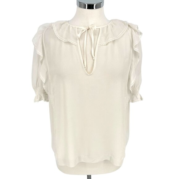 Wilfred Amyris Blouse in Light Birch Ivory Ruffle Detail Size Small - Picture 1 of 11